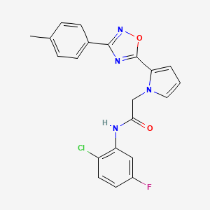 molecular formula C21H16ClFN4O2 B2745572 N-(2-氯-5-氟苯基)-2-{2-[3-(4-甲基苯基)-1,2,4-噁二唑-5-基]-1H-吡咯-1-基}乙酰胺 CAS No. 1261003-52-4