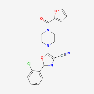 molecular formula C19H15ClN4O3 B2745576 2-(2-氯苯基)-5-(4-(呋喃-2-甲酰)哌嗪-1-基)噁唑-4-羧腈 CAS No. 903197-11-5