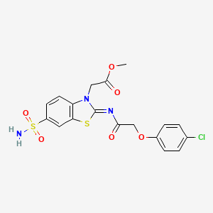 (Z)-methyl 2-(2-((2-(4-chlorophenoxy)acetyl)imino)-6-sulfamoylbenzo[d]thiazol-3(2H)-yl)acetate