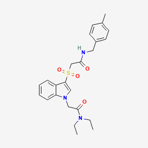 molecular formula C24H29N3O4S B2745598 N,N-diethyl-2-(3-((2-((4-methylbenzyl)amino)-2-oxoethyl)sulfonyl)-1H-indol-1-yl)acetamide CAS No. 878057-38-6