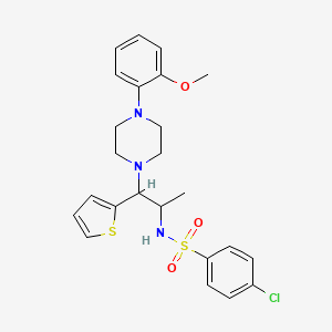 molecular formula C24H28ClN3O3S2 B2745603 4-chloro-N-(1-(4-(2-methoxyphenyl)piperazin-1-yl)-1-(thiophen-2-yl)propan-2-yl)benzenesulfonamide CAS No. 847381-49-1