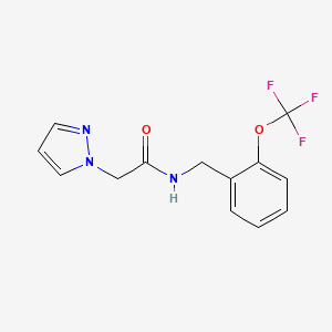 molecular formula C13H12F3N3O2 B2745604 2-(1H-pyrazol-1-yl)-N-(2-(trifluoromethoxy)benzyl)acetamide CAS No. 1207055-02-4