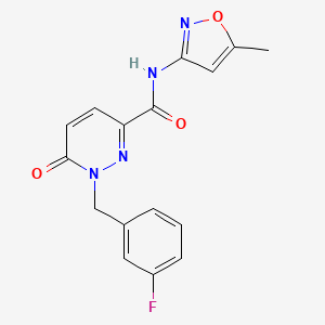 molecular formula C16H13FN4O3 B2745606 1-(3-fluorobenzyl)-N-(5-methylisoxazol-3-yl)-6-oxo-1,6-dihydropyridazine-3-carboxamide CAS No. 1040664-56-9