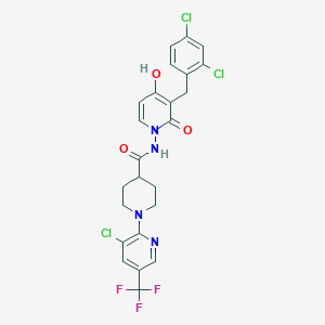 molecular formula C24H20Cl3F3N4O3 B2745613 1-[3-氯-5-(三氟甲基)-2-吡啶基]-N-[3-(2,4-二氯苄基)-4-羟基-2-氧代-1(2H)-吡啶基]-4-哌啶基甲酰胺 CAS No. 672949-06-3