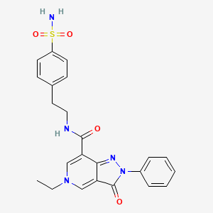 molecular formula C23H23N5O4S B2745624 5-ethyl-3-oxo-2-phenyl-N-(4-sulfamoylphenethyl)-3,5-dihydro-2H-pyrazolo[4,3-c]pyridine-7-carboxamide CAS No. 923227-71-8