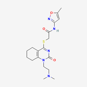 molecular formula C18H25N5O3S B2745625 2-((1-(2-(二甲胺基)乙基)-2-氧代-1,2,5,6,7,8-六氢喹唑啉-4-基)硫代)-N-(5-甲基异噁唑-3-基)乙酰胺 CAS No. 899950-45-9