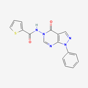 molecular formula C16H11N5O2S B2745636 N-{4-氧代-1-苯基-1H,4H,5H-嘧啶并[3,4-d]嘧啶-5-基}噻吩-2-甲酰胺 CAS No. 900007-56-9