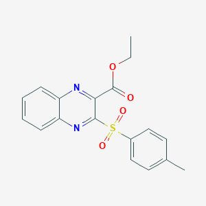 molecular formula C18H16N2O4S B274565 Ethyl 3-[(4-methylphenyl)sulfonyl]quinoxaline-2-carboxylate 