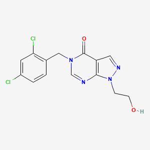 molecular formula C14H12Cl2N4O2 B2745658 5-[(2,4-二氯苯基)甲基]-1-(2-羟乙基)吡唑并[3,4-d]嘧啶-4-酮 CAS No. 899756-82-2