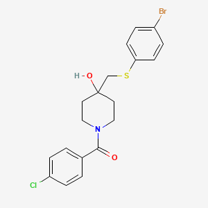molecular formula C19H19BrClNO2S B2745659 (4-{[(4-Bromophenyl)sulfanyl]methyl}-4-hydroxypiperidino)(4-chlorophenyl)methanone CAS No. 478248-14-5