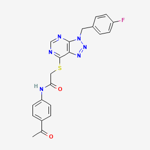 molecular formula C21H17FN6O2S B2745668 N-(4-acetylphenyl)-2-((3-(4-fluorobenzyl)-3H-[1,2,3]triazolo[4,5-d]pyrimidin-7-yl)thio)acetamide CAS No. 863457-93-6