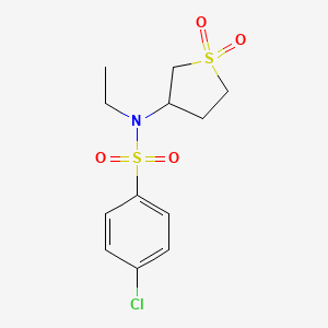 molecular formula C12H16ClNO4S2 B2745701 4-chloro-N-(1,1-dioxo-1lambda6-thiolan-3-yl)-N-ethylbenzene-1-sulfonamide CAS No. 874623-26-4