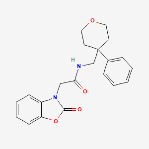 molecular formula C21H22N2O4 B2745702 2-(2-oxo-2,3-dihydro-1,3-benzoxazol-3-yl)-N-[(4-phenyloxan-4-yl)methyl]acetamide CAS No. 1207018-22-1