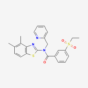 molecular formula C24H23N3O3S2 B2745747 N-(4,5-二甲基苯并[d]噻唑-2-基)-3-(乙基磺酰)-N-(吡啶-2-基甲基)苯甲酰胺 CAS No. 886925-74-2