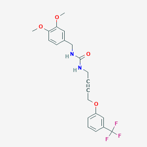 molecular formula C21H21F3N2O4 B2745748 1-(3,4-Dimethoxybenzyl)-3-(4-(3-(trifluoromethyl)phenoxy)but-2-yn-1-yl)urea CAS No. 1421517-11-4