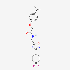 molecular formula C20H25F2N3O3 B2745755 N-((3-(4,4-difluorocyclohexyl)-1,2,4-oxadiazol-5-yl)methyl)-2-(4-isopropylphenoxy)acetamide CAS No. 2034333-73-6