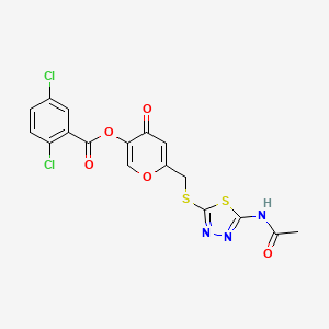 molecular formula C17H11Cl2N3O5S2 B2745758 6-(((5-acetamido-1,3,4-thiadiazol-2-yl)thio)methyl)-4-oxo-4H-pyran-3-yl 2,5-dichlorobenzoate CAS No. 896015-89-7