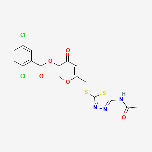 molecular formula C17H11Cl2N3O5S2 B2745758 6-(((5-乙酰氨基-1,3,4-噻二唑-2-基)硫基)甲基)-4-氧代-4H-吡喃-3-基 2,5-二氯苯甲酸酯 CAS No. 896015-89-7