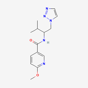 molecular formula C14H19N5O2 B2745761 6-甲氧基-N-(3-甲基-1-(1H-1,2,3-三唑-1-基)丁-2-基)烟酰胺 CAS No. 2034520-22-2