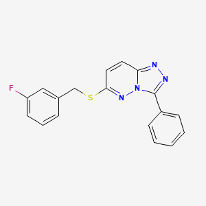 molecular formula C18H13FN4S B2745763 6-((3-Fluorobenzyl)thio)-3-phenyl-[1,2,4]triazolo[4,3-b]pyridazine CAS No. 852372-83-9