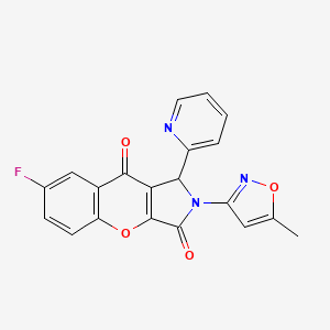 molecular formula C20H12FN3O4 B2745770 7-Fluoro-2-(5-methylisoxazol-3-yl)-1-(pyridin-2-yl)-1,2-dihydrochromeno[2,3-c]pyrrole-3,9-dione CAS No. 874397-01-0