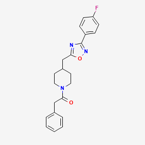 molecular formula C22H22FN3O2 B2745771 4-{[3-(4-Fluorophenyl)-1,2,4-oxadiazol-5-yl]methyl}-1-(phenylacetyl)piperidine CAS No. 1775495-02-7