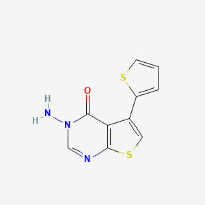 molecular formula C10H7N3OS2 B2745773 3-amino-5-thien-2-ylthieno[2,3-d]pyrimidin-4(3H)-one CAS No. 315684-53-8