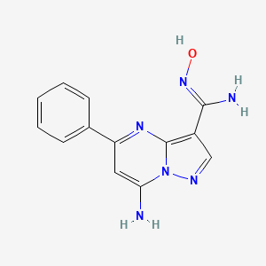 molecular formula C13H12N6O B2745776 7-Amino-5-phenylpyrazolo[1,5-a]pyrimidine-3-carboxamidoxime CAS No. 1965308-69-3