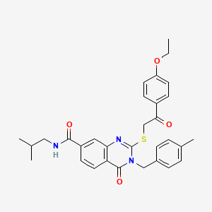 molecular formula C31H33N3O4S B2745810 2-((2-(4-ethoxyphenyl)-2-oxoethyl)thio)-N-isobutyl-3-(4-methylbenzyl)-4-oxo-3,4-dihydroquinazoline-7-carboxamide CAS No. 1113135-91-3