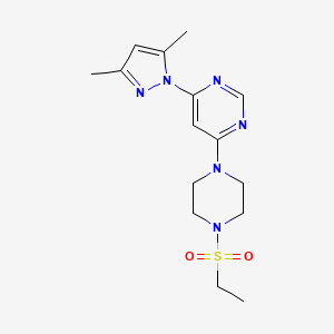 molecular formula C15H22N6O2S B2745814 4-(3,5-二甲基-1H-吡唑-1-基)-6-(4-(乙基磺酰)哌嗪-1-基)嘧啶 CAS No. 1203380-81-7