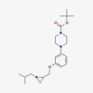 molecular formula C22H35N3O3 B2745821 Tert-butyl 4-[3-[[1-(2-methylpropyl)aziridin-2-yl]methoxy]phenyl]piperazine-1-carboxylate CAS No. 2418678-79-0