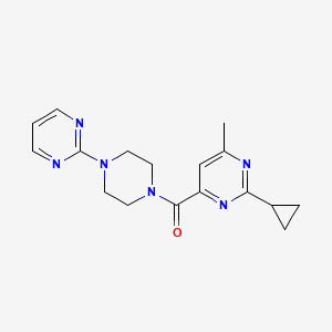 molecular formula C17H20N6O B2745828 (2-Cyclopropyl-6-methylpyrimidin-4-yl)-(4-pyrimidin-2-ylpiperazin-1-yl)methanone CAS No. 2415586-18-2
