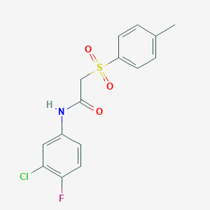 molecular formula C15H13ClFNO3S B274583 N-(3-chloro-4-fluorophenyl)-2-[(4-methylphenyl)sulfonyl]acetamide 