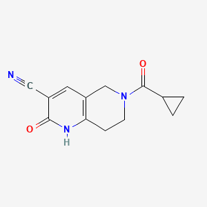 molecular formula C13H13N3O2 B2745844 6-(Cyclopropanecarbonyl)-2-oxo-1,2,5,6,7,8-hexahydro-1,6-naphthyridine-3-carbonitrile CAS No. 2034356-13-1