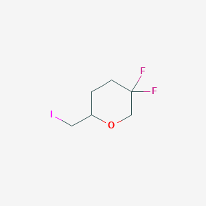 molecular formula C6H9F2IO B2745845 5,5-Difluoro-2-(iodomethyl)oxane CAS No. 2171988-38-6