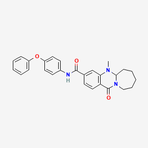 molecular formula C27H27N3O3 B2745847 5-甲基-12-酮基-N-(4-苯氧基苯基)-5,5a,6,7,8,9,10,12-八氢-吖哇吉啉[2,1-b]喹唑啉-3-甲酰胺 CAS No. 1775357-75-9