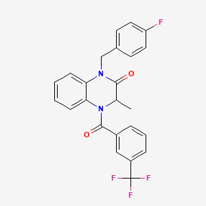 molecular formula C24H18F4N2O2 B2745848 1-(4-fluorobenzyl)-3-methyl-4-[3-(trifluoromethyl)benzoyl]-3,4-dihydro-2(1H)-quinoxalinone CAS No. 317822-38-1