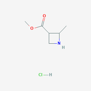 molecular formula C6H12ClNO2 B2745849 Methyl 2-methylazetidine-3-carboxylate hydrochloride CAS No. 1638761-38-2