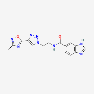 molecular formula C15H14N8O2 B2745855 N-(2-(4-(3-methyl-1,2,4-oxadiazol-5-yl)-1H-1,2,3-triazol-1-yl)ethyl)-1H-benzo[d]imidazole-5-carboxamide CAS No. 2191266-81-4
