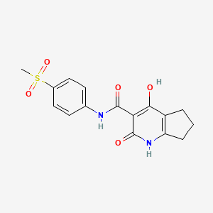 molecular formula C16H16N2O5S B2745857 2,4-二羟基-N-(4-(甲磺酰基)苯基)-6,7-二氢氧-5H-环戊[b]吡啶-3-甲酰胺 CAS No. 1795483-81-6