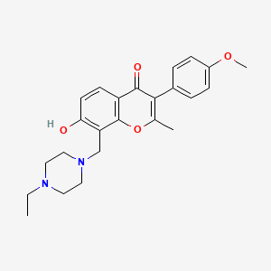 molecular formula C24H28N2O4 B2745872 8-((4-ethylpiperazin-1-yl)methyl)-7-hydroxy-3-(4-methoxyphenyl)-2-methyl-4H-chromen-4-one CAS No. 844830-71-3