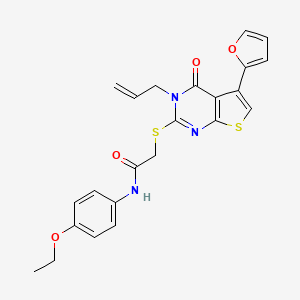 molecular formula C23H21N3O4S2 B2745874 N-(4-ethoxyphenyl)-2-[5-(furan-2-yl)-4-oxo-3-prop-2-enylthieno[2,3-d]pyrimidin-2-yl]sulfanylacetamide CAS No. 566174-83-2