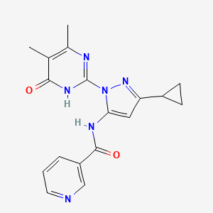 N-[5-Cyclopropyl-2-(4,5-dimethyl-6-oxo-1H-pyrimidin-2-yl)pyrazol-3-yl]pyridine-3-carboxamide