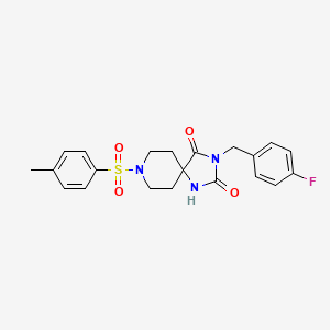 molecular formula C21H22FN3O4S B2745881 3-(4-氟苯甲基)-8-对甲苯磺酰-1,3,8-三氮杂螺[4.5]癸烷-2,4-二酮 CAS No. 1021111-17-0