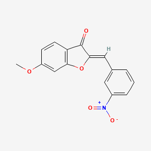 molecular formula C16H11NO5 B2745902 (2Z)-6-甲氧基-2-(3-硝基苯甲亚)苯并呋喃-3(2H)-酮 CAS No. 77765-00-5