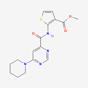 molecular formula C16H18N4O3S B2745913 甲基-2-(6-(哌啶-1-基)嘧啶-4-羧酰胺)噻吩-3-羧酸甲酯 CAS No. 2034475-27-7