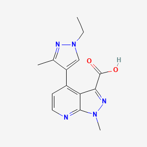 molecular formula C14H15N5O2 B2745926 4-(1-Ethyl-3-methyl-1H-pyrazol-4-yl)-1-methyl-1H-pyrazolo[3,4-b]pyridine-3-carboxylic acid CAS No. 1354706-30-1