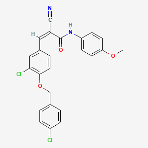 molecular formula C24H18Cl2N2O3 B2745928 (Z)-3-[3-Chloro-4-[(4-chlorophenyl)methoxy]phenyl]-2-cyano-N-(4-methoxyphenyl)prop-2-enamide CAS No. 522604-21-3