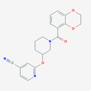 molecular formula C20H19N3O4 B2745936 2-((1-(2,3-二氢苯并[b][1,4]二噁嗪-5-甲酰)哌啶-3-基)氧基)吡啶-4-甲腈 CAS No. 2034618-03-4