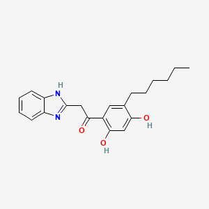 molecular formula C21H24N2O3 B2745937 alpha-(1H-Benzimidazole-2-yl)-2',4'-dihydroxy-5'-hexylacetophenone CAS No. 210639-71-7